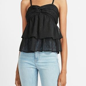 Metallic Clip Dot Twist Front Babydoll Cami